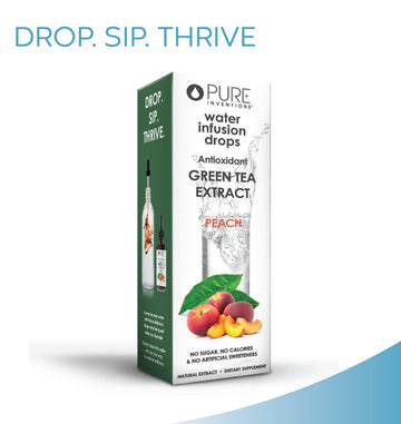 Pure Inventions Water Infusion Drops - Green Tea Antioxidants, Electrolytes - No Sugar, Calories, or Artificial Sweeteners - Pea