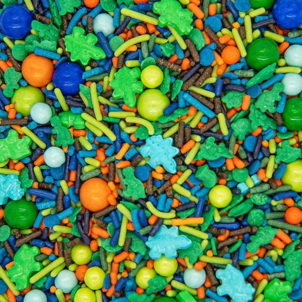 Sweets &   Boutique Dinosaur Sprinkles - Edible Cake Toppings, 4oz, Dino Stomp Color Mix