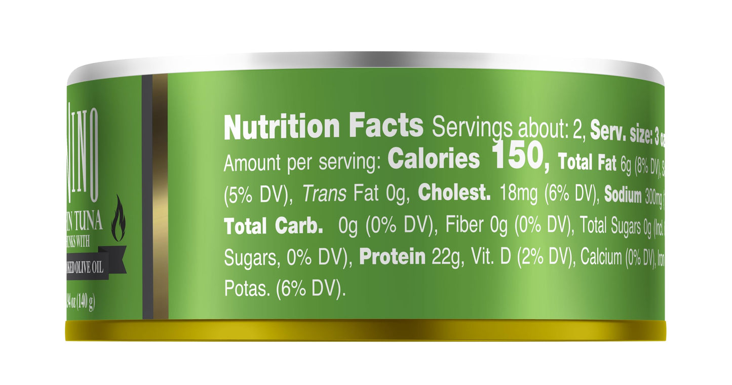 Tonnino Yellowfin Tuna Fish with Jalapeno in Smoked Olive Oil, 4.94 oz (Pack of 12) - Ready to Eat Protein Snacks