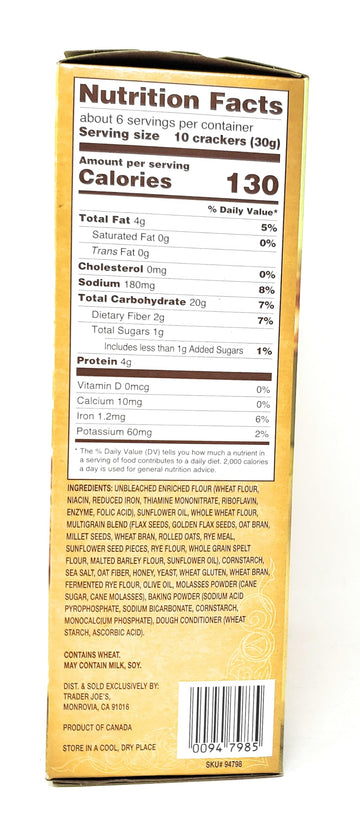 Trader Joe's Multigrain Pita Bite Crackers, 6oz - Crunchy, Healthy Snack, Perfect for Dipping or Enjoying on Their Own - Pack of 1