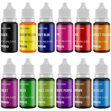 Valuetalks Food Coloring 12 Color X10 Ml Food Grade Vibrant Liquid Food Color Dye Flavorless Vegan-Free Icing Colors For Baking,