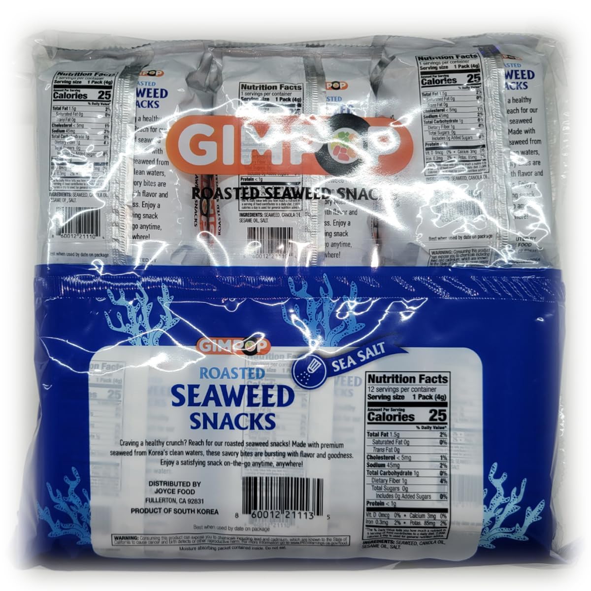 Gim Pop Sea Salt Roasted Sea  Snacks - Healthy Crunchy Snack, 0.01 Ounce (Pack of 12)