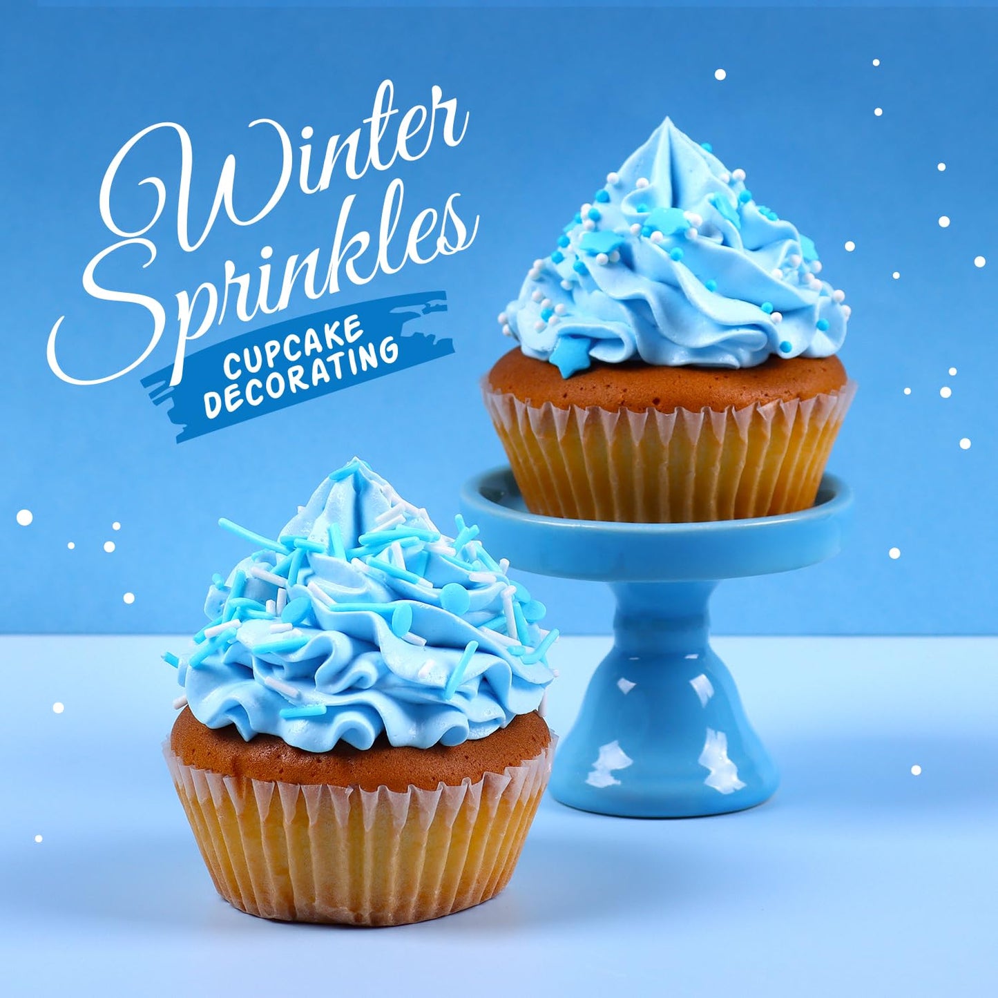 Blue Sprinkles Set, Edible Winter Sprinkles For Cake Decorating, White Nonpareils Sprinkles For Cupcake Toppers Baking Cookies I