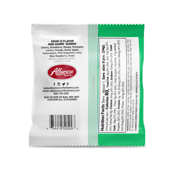 Albanese World'S Best Sour 12 Flavor Mini Gummi Worm Gummies, 0.85Oz Bag Of Candy (Pack Of 200)