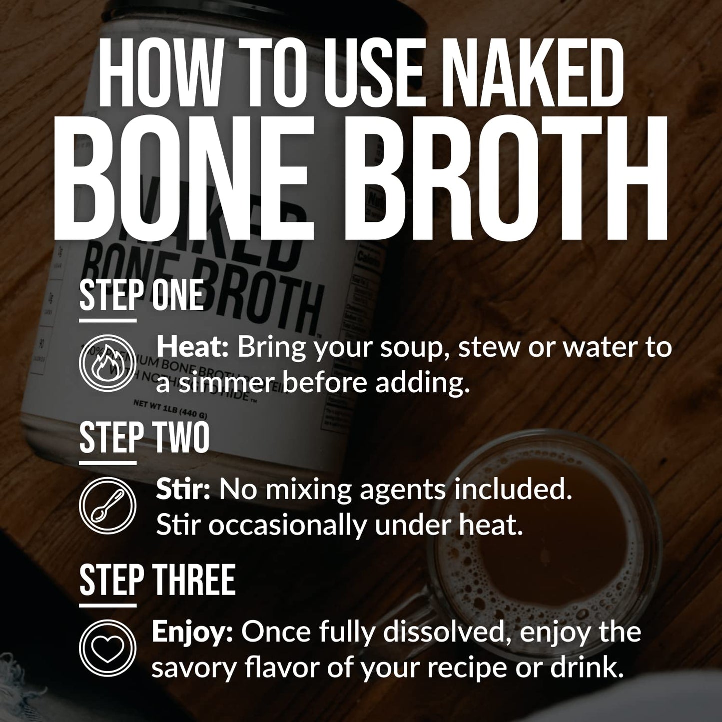 NAKED Beef Bone Broth Protein Powder - 21G Protein, 17G Collagen - Unflavored, Gluten-Free - 1LB