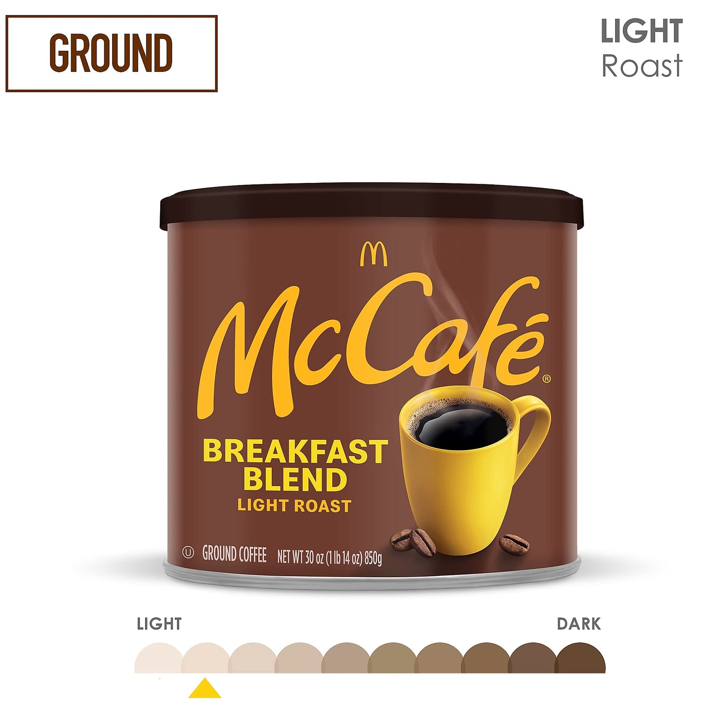 Mccafe Breakfast Blend, Light Roast Ground Coffee, 30 Oz Canister