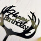Antlers Happy Birthday Cake Topper Party Decorations (Black Acrylic)