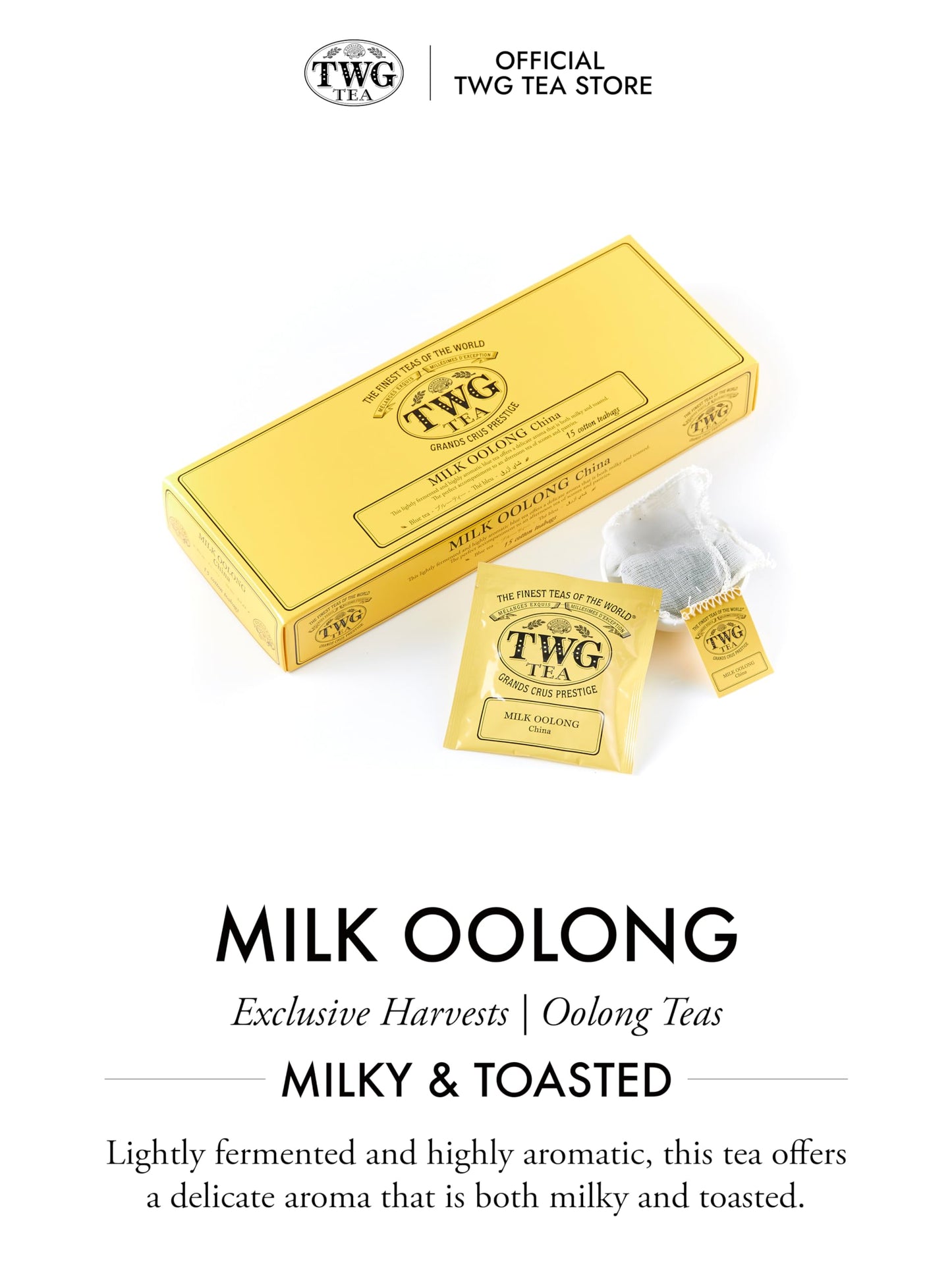 Twg Tea | Milk Oolong | Oolong Tea | Milky & Toasted | 15 Hand Sewn Cotton Teabags | Gift Set
