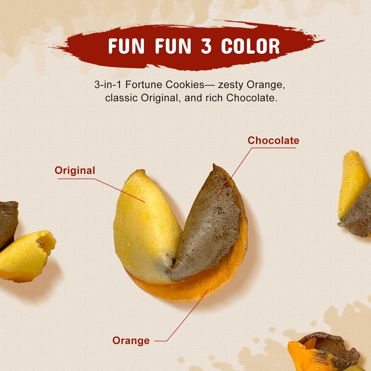 52Usa Fortune Cookies, Approx. 100Pcs, 3-In1 Flavor, Fortune Cookies Individually Wrapped Bulk, Fresh Cookies, (Original, Chocol
