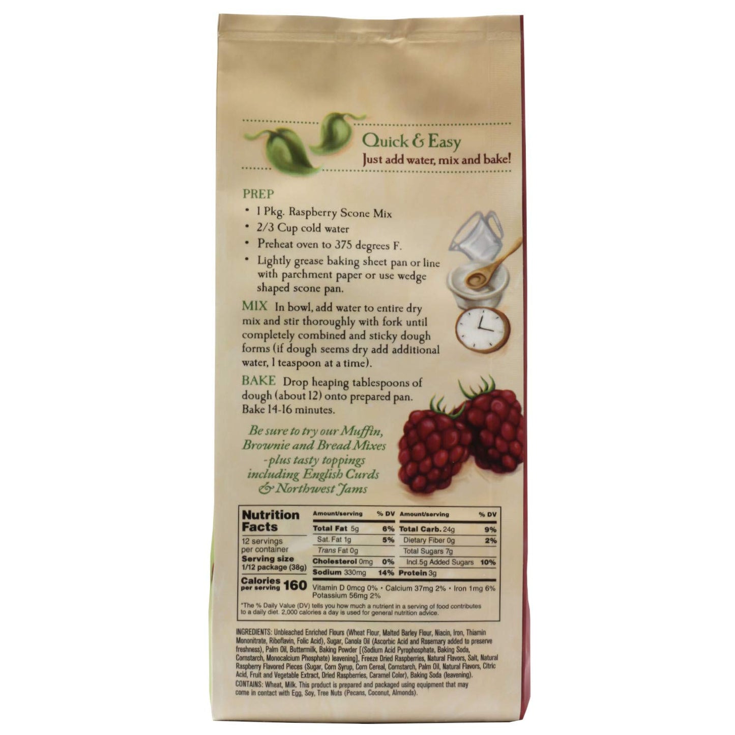 English Scone Mix With Raspberry By Sticky Fingers Bakeries - Easy To Make English Scones Fresh Baked, Makes 12 Scones (6Pk)
