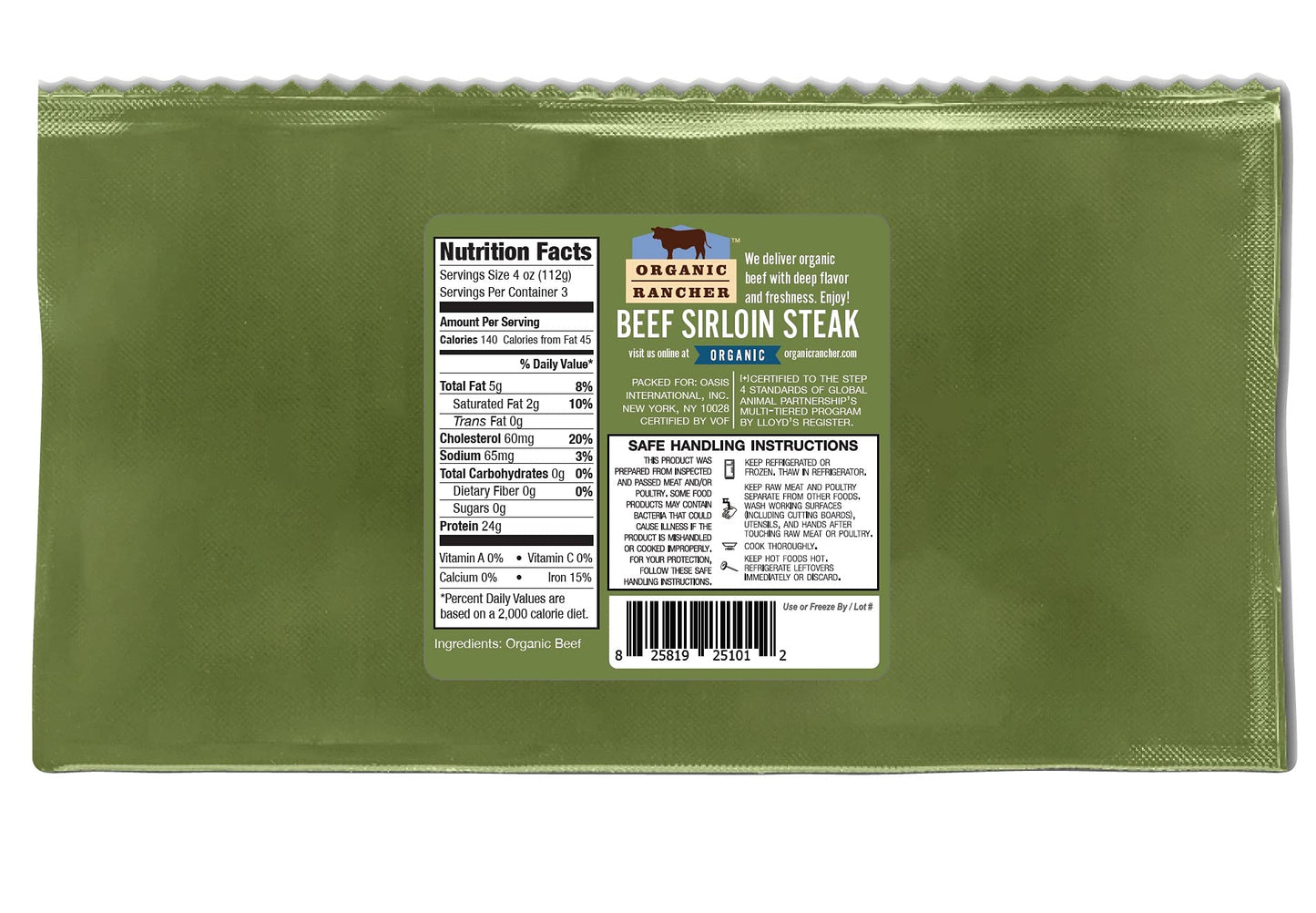 Organic Rancher Organic Beef Top Sirloin Steak, 12 Oz
