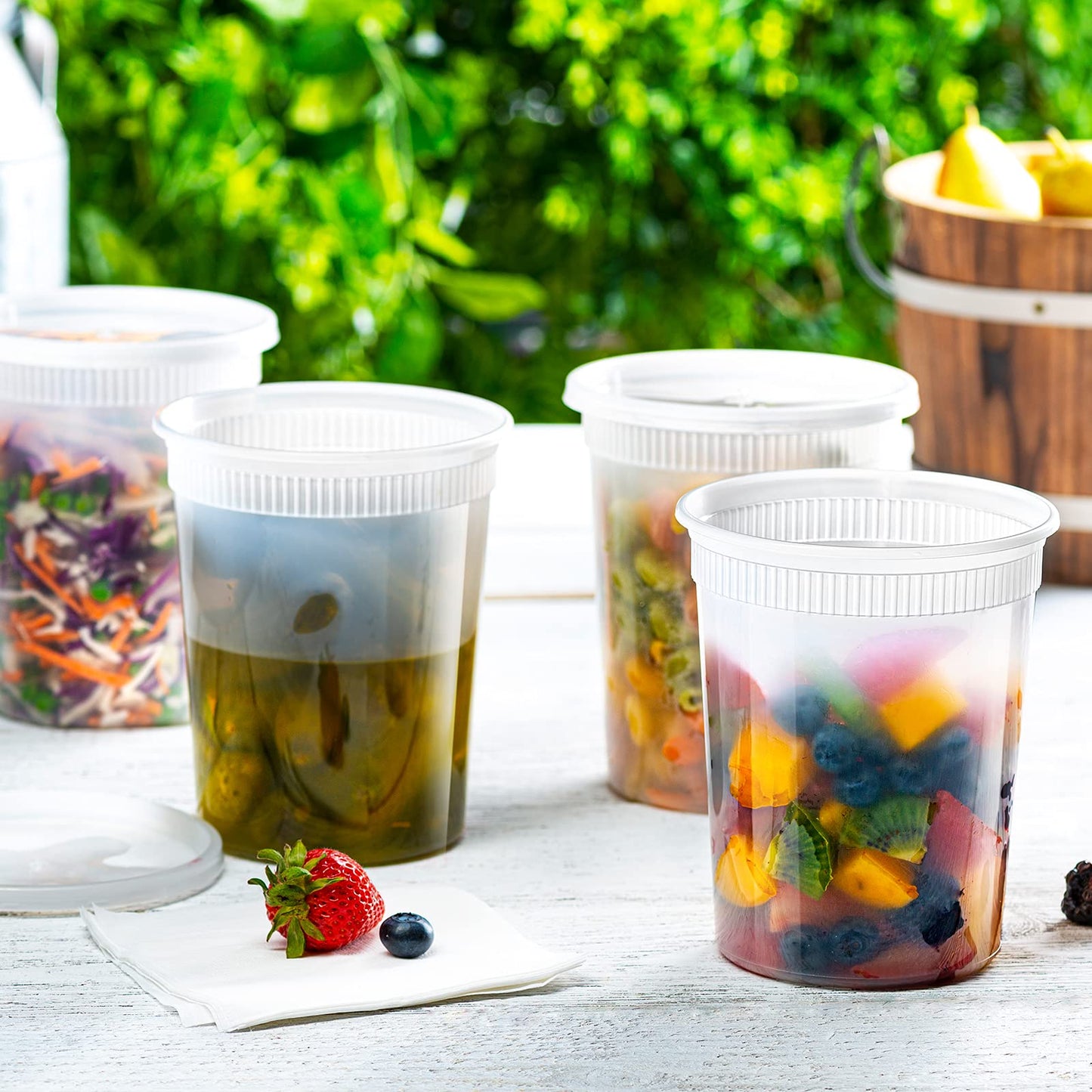 Gusto [32 Oz. - 24 Count Plastic Deli Containers With Lids - Disposable Food Storage Containers With Airtight Lids, Ideal For Soups, Stews, And Meal Prep