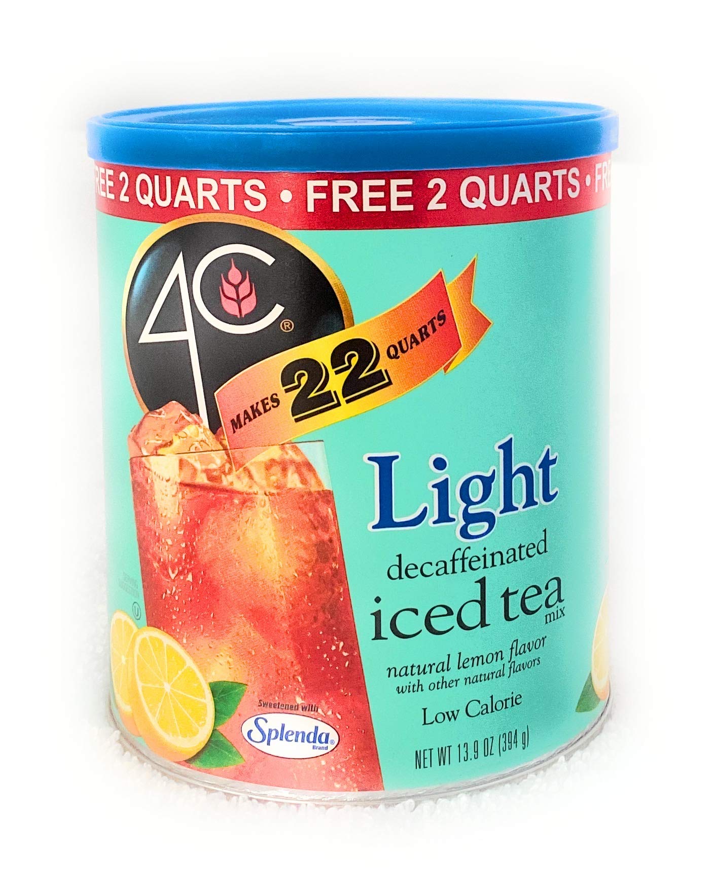 4C Light Powdered Drink Mix Cannisters, Light Decaffeinated Iced Tea, 22 Quarts, Family Sized Cannister, Low Calorie, Thirst Que