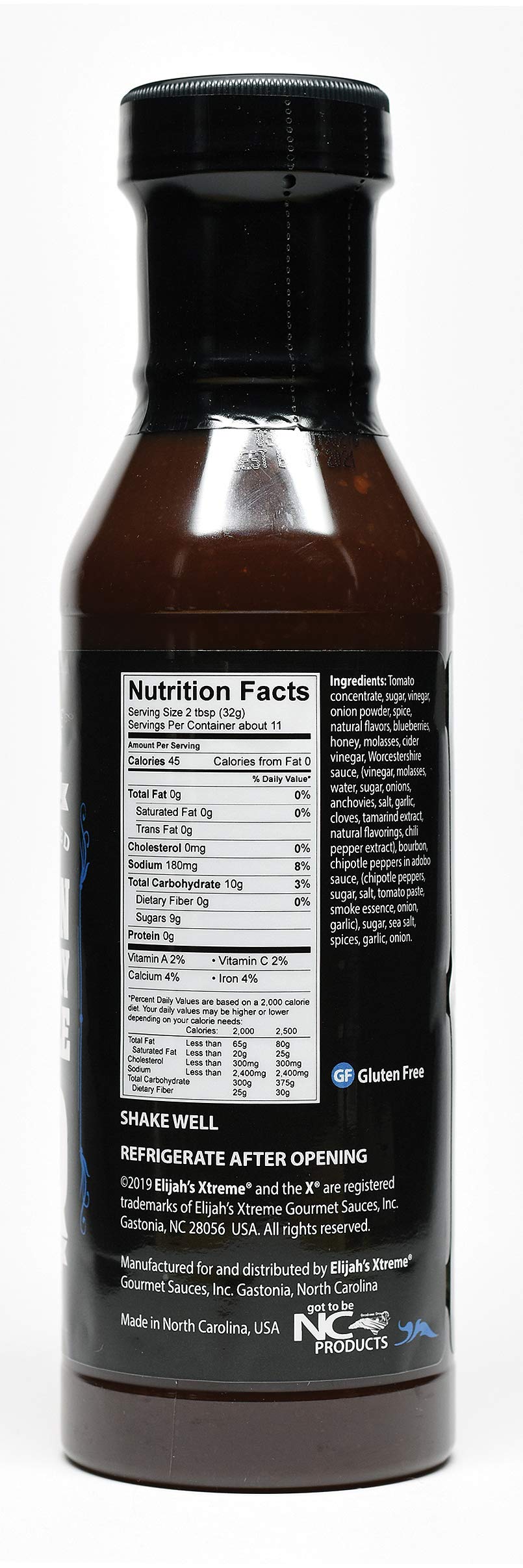 Elijahs Xtreme BBQ Sauce & Marinade, spirit-inspired flavor Infused Blueberry Chipotle, 12 Fl Oz, Pack of 1