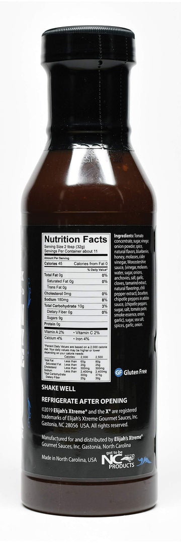 Elijahs Xtreme BBQ Sauce & Marinade, spirit-inspired flavor Infused Blueberry Chipotle, 12 Fl Oz, Pack of 1