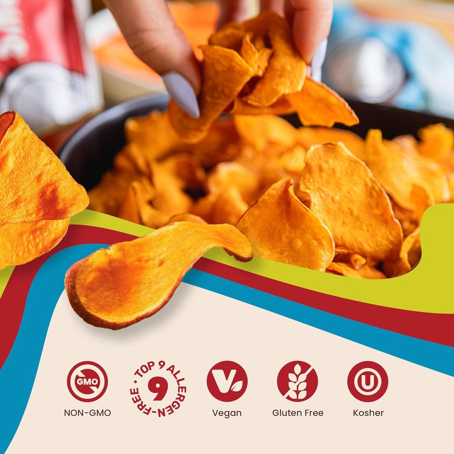 Jacksons Sweet Potato Kettle Chips Variety Pack - Sea Salt, Ranch, BBQ Flavors - 7oz, Pack of 6 - Gluten Free, Vegan