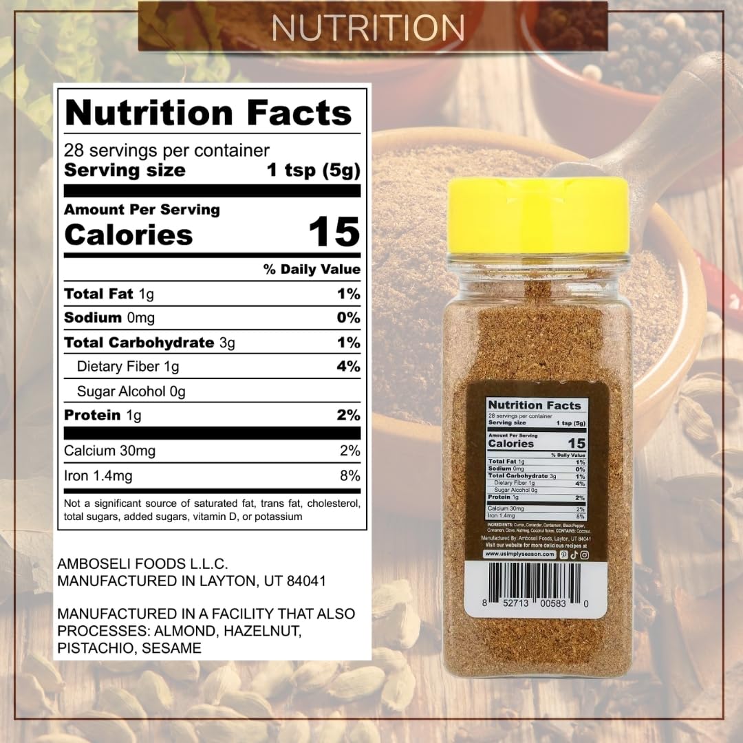 USimplySeason Garam Masala Spice Blend (4.8oz) - Warm & Aromatic Spice for Indian-Inspired Dishes & More - Made in USA
