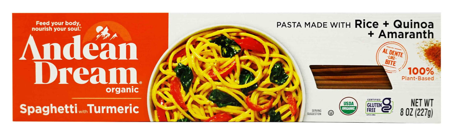 Andean Dream Organic Turmeric Spaghetti Pasta (12 Pack)