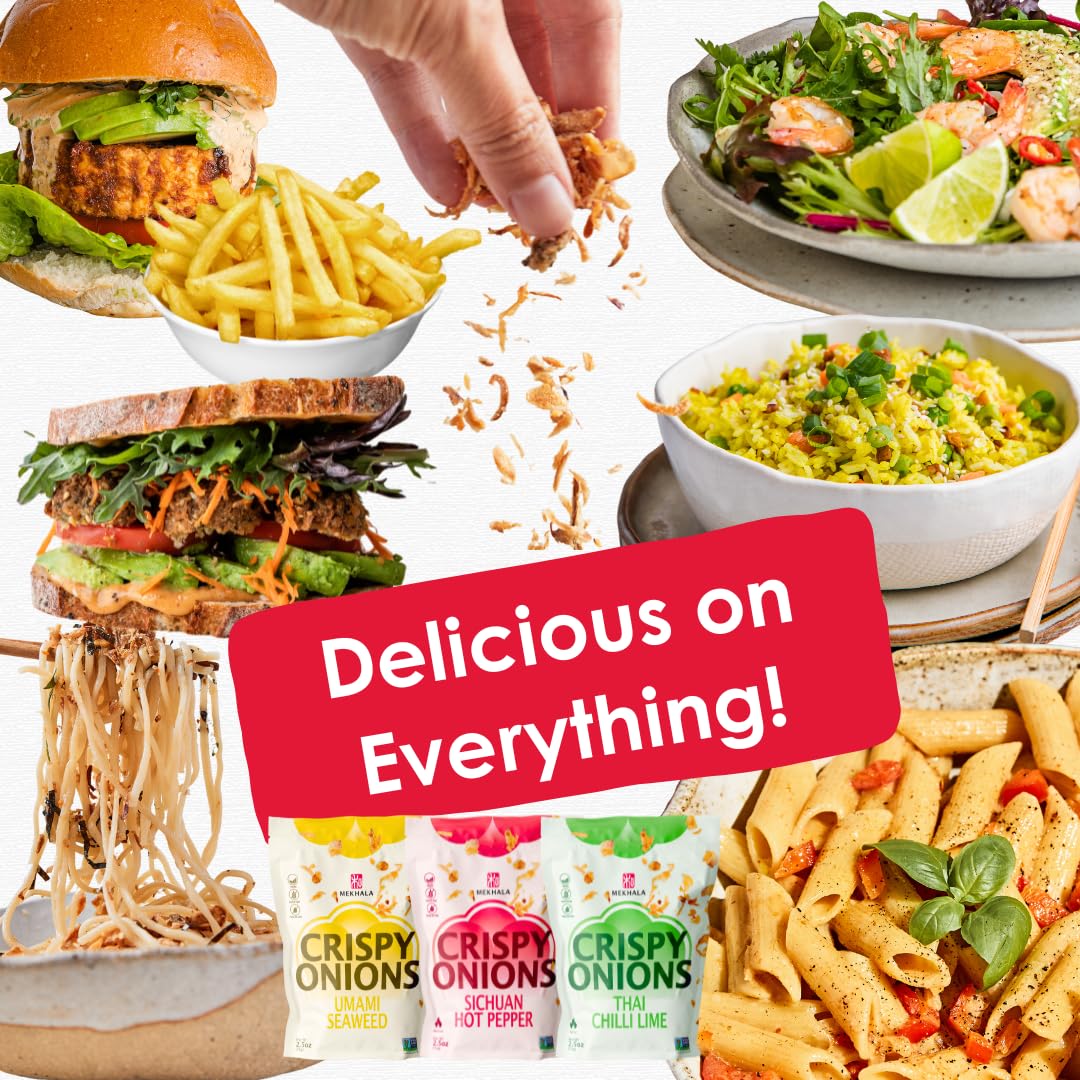 Mekhala Umami Seaweed Crispy Onions - Salad Toppings Crunchy Fried Onions For All-Purpose Seasoning Like Keto, Ramen Toppings, A