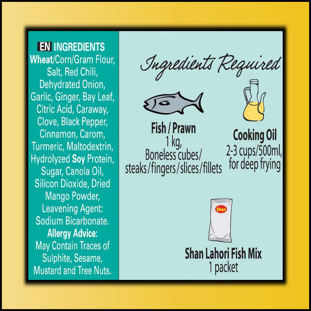 Shan Lahori Fish Recipe And Seasoning Mix 3.5 Oz (100G) - Spice Powder For Batter Coated Fried Fish - Suitable For Vegetarians -