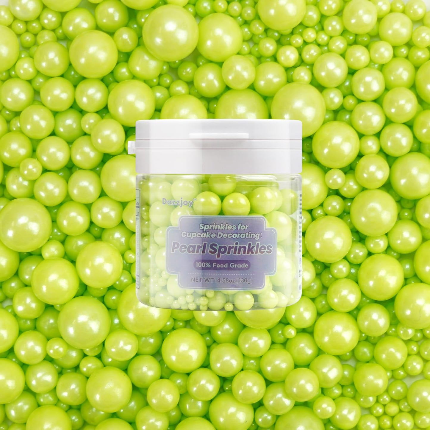 Dazzjoy Edible Green Pearl Sprinkles, Mix Size, 130G/4.58Oz, Cupcake Toppers, Cake Decorations, Ice Cream, Easter, Wedding Party