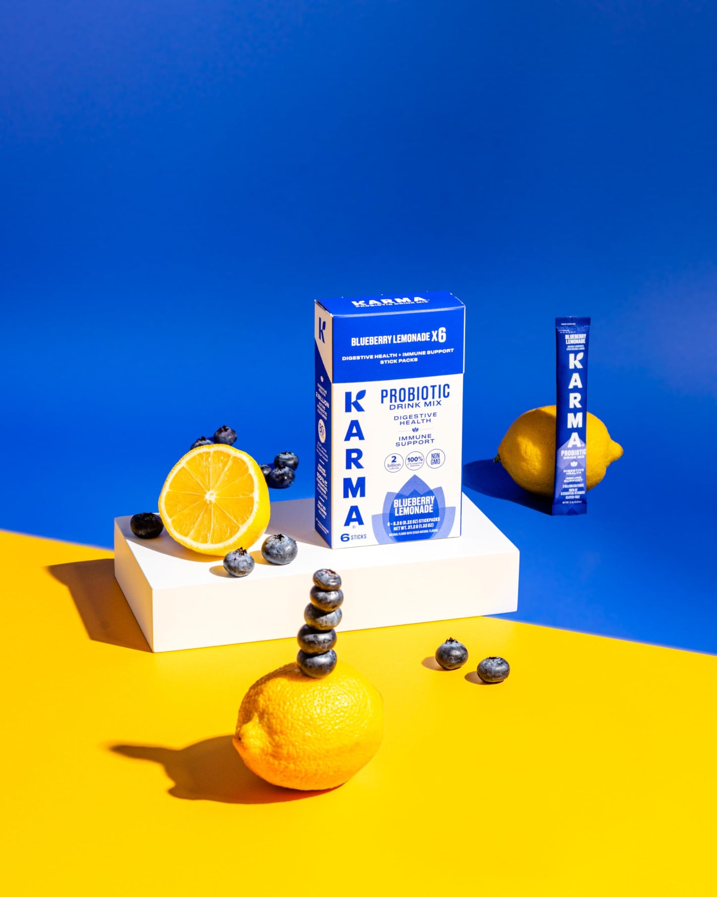 Karma Probiotic Hydration Packet - 6 Pack, Blueberry Lemonade Powder Drink Mix Stick - On-The-Go Immune & Gut Health Support