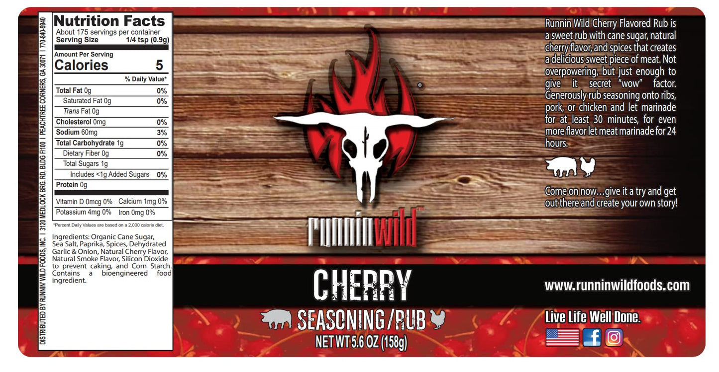 Gourmet Cherry Bbq Rub | No Preservatives, No Msg Added | Runnin' Wild Foods