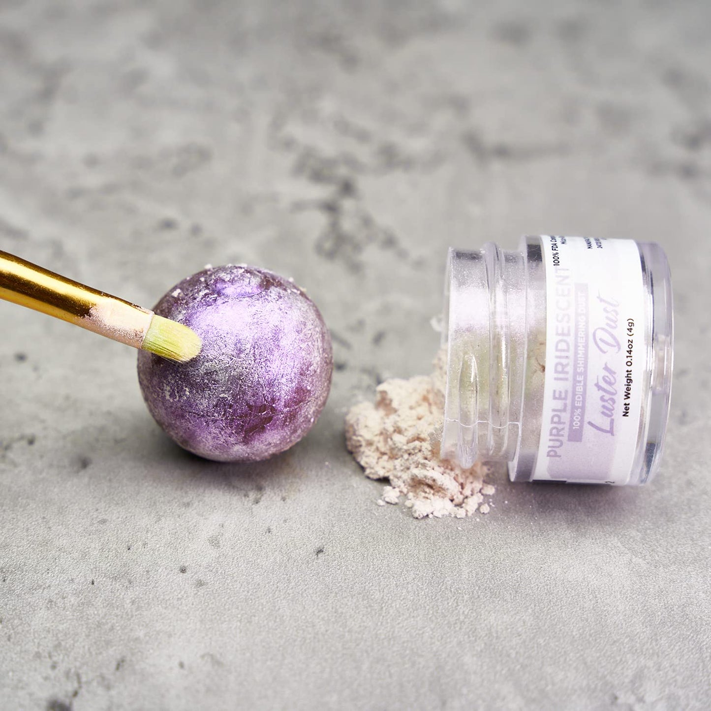Luster Dust - Purple Iridescent (4G 1X Jar) | Edible Vegan Dust & Paint For Cake Decorating, Ice Cream, Desserts, Cocktails And