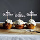 Ercadio Cupcake Toppers 36 Pack Silver Cross Glitter Baptism Decoration Small