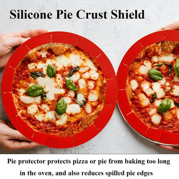 Adjustable Silicone Pie Crust Shields Baking Protectors Cover Ring Fits 8-11.4 Inch Pies Baking Pie Crust Shield Protector Cover