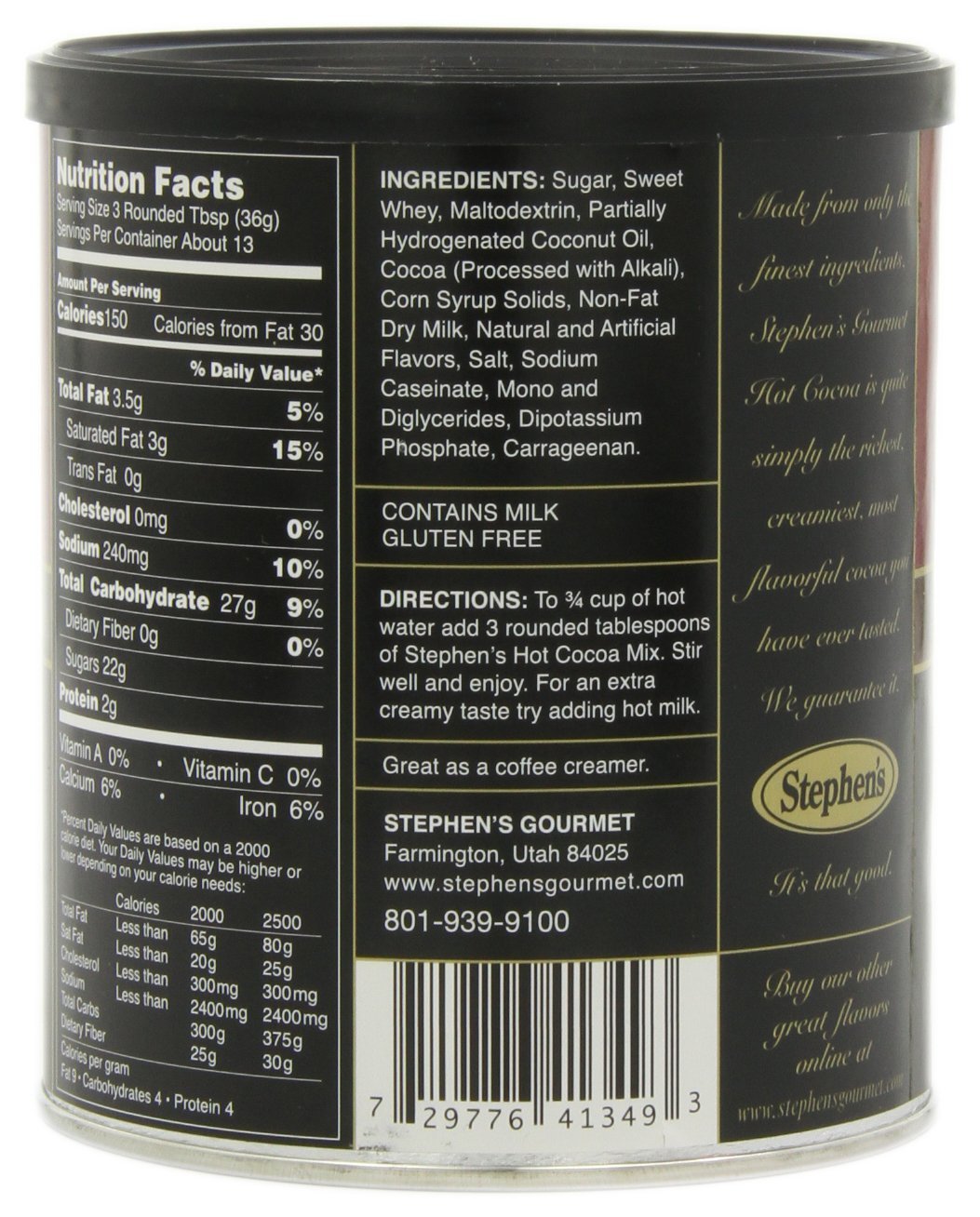 Stephens Gourmet Hot Cocoa, Dark Chocolate (Dark Chocolate, 14 Oz (Pack Of 2)