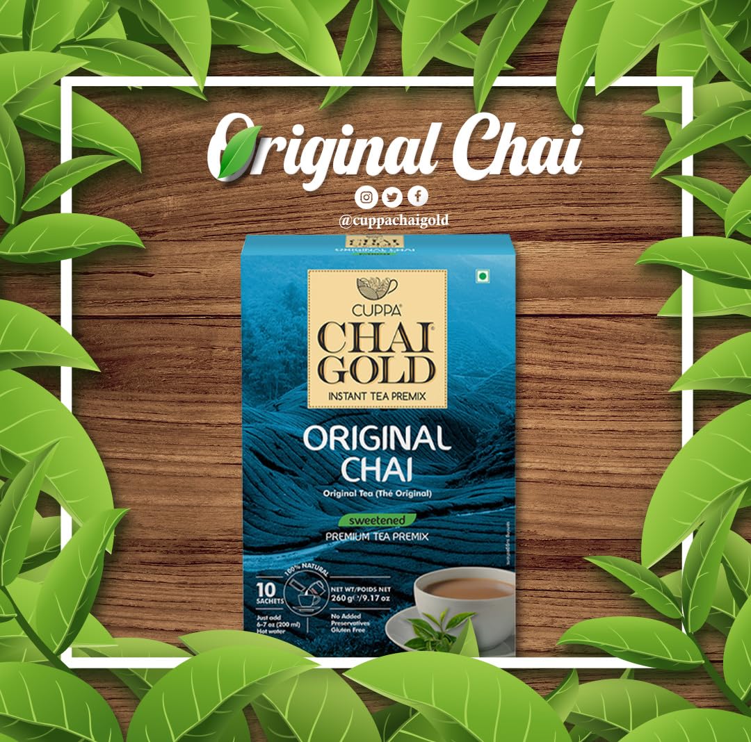 Cuppa Chai Gold Original Chai Sweetened Version, Pack of 1 (10 Count)