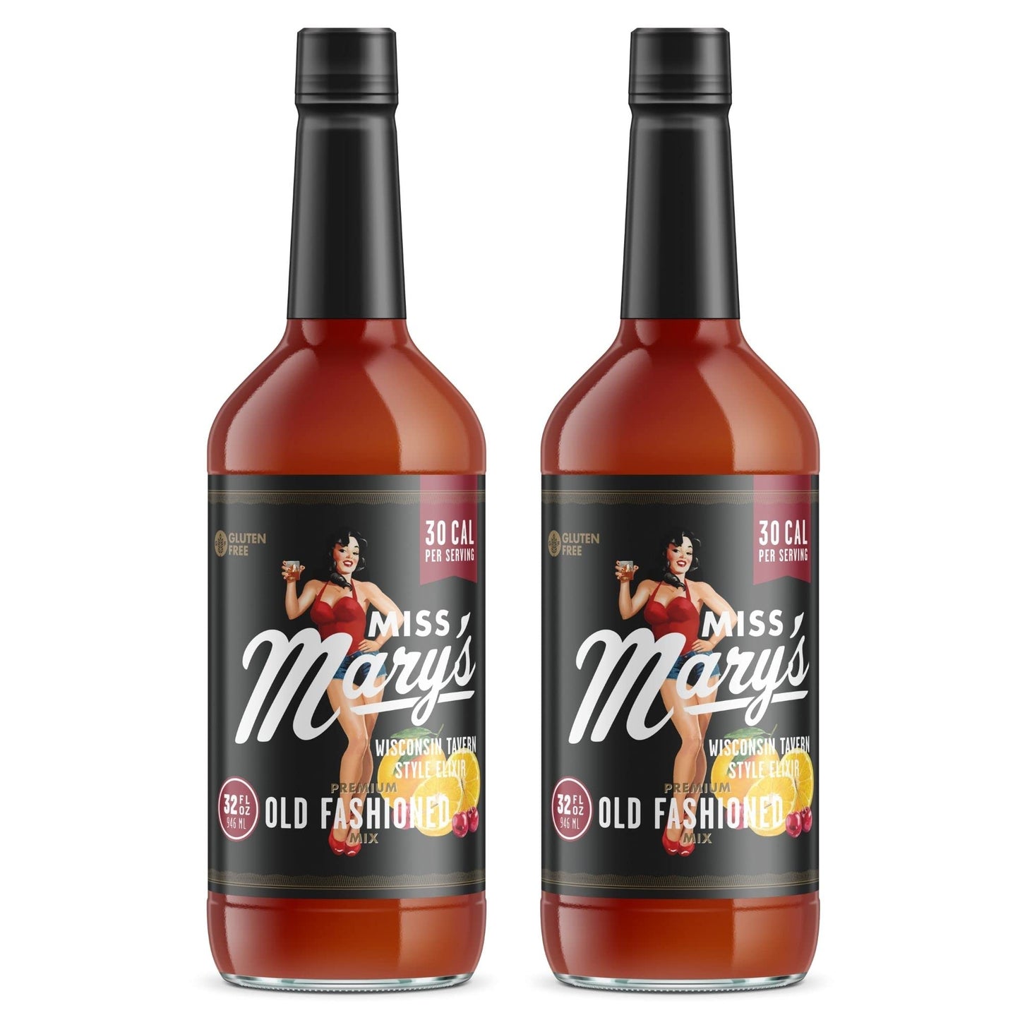 Miss Mary's Old Fahioned Mix, Low Sugar Drink Mixer, All Natural Ingredients, Low Calorie, Low Carb, Keto Friendly, 2 Pack