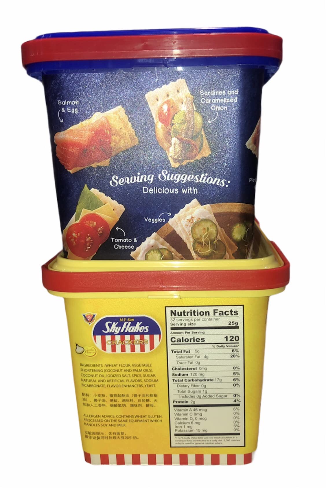 M.Y. San Skyflakes Crackers Original & Garlic Flavor, 32 Count (Pack Of 2)