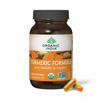 ORGANIC INDIA Turmeric Curcumin Supplement with Black Pepper - 60 Capsules, Joint & Immune Support