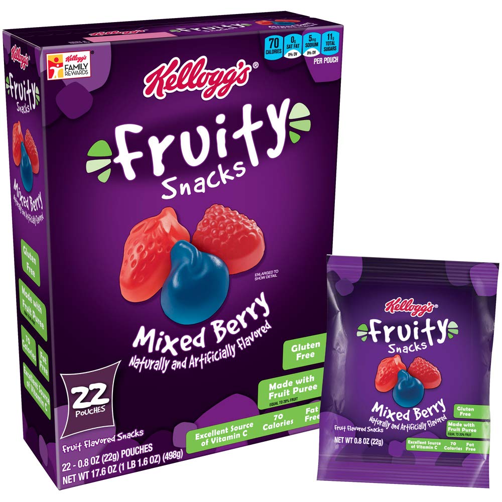 Fruity Snacks, Mixed Berry, Gluten Free, Fat Free, 17.6 Oz (22 Pouches)