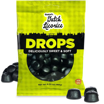 Gustaf's Dutch Licorice Drops - 5.2oz Bag - Sweet Black Licorice Drops - Dutch Candy from Netherlands - Sweet Black Liquorice Tr
