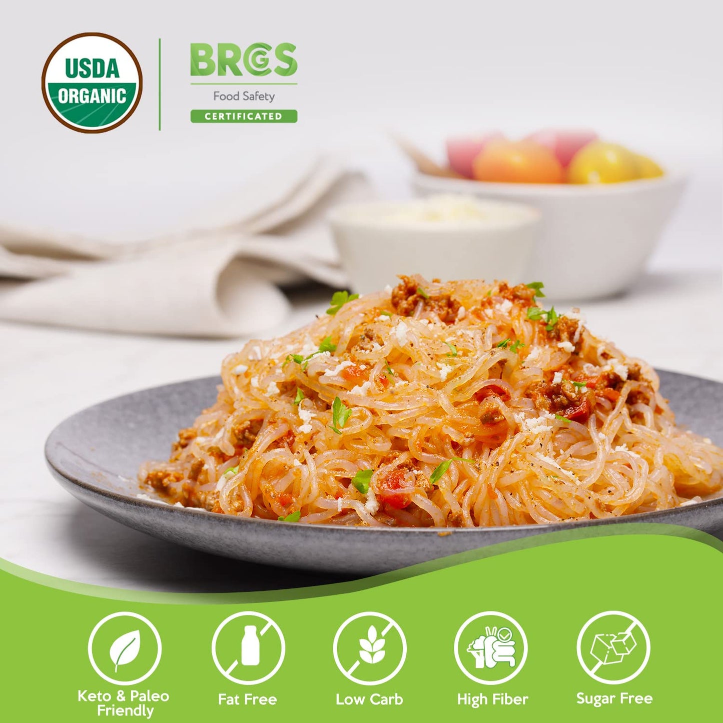 Caloless Konjac Shirataki Noodles 6-Pack, Low Carb, Gluten Free, Vegan, Keto & Paleo Friendly, Angel Hair