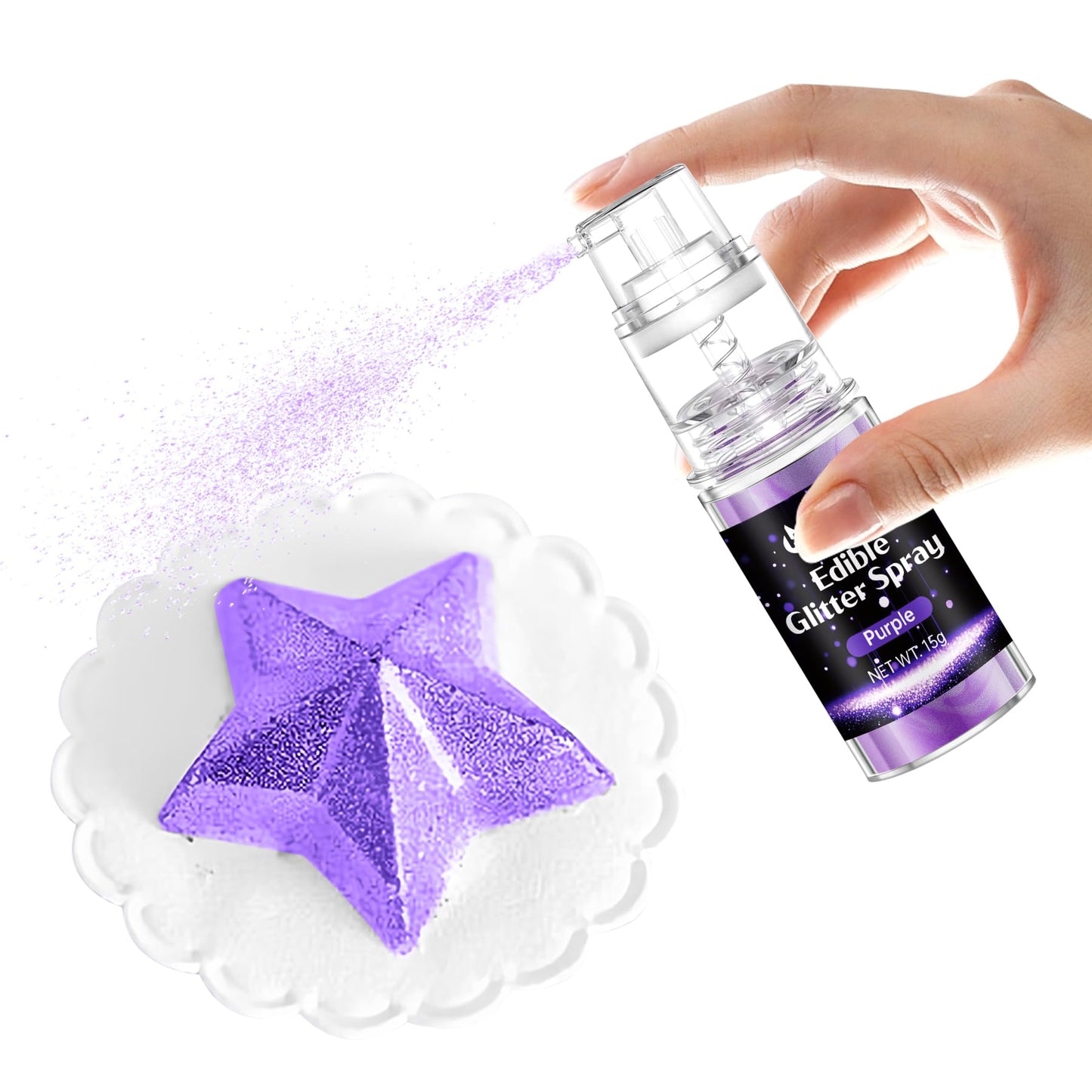 Purple Edible Glitter Spray - 15G Edible Purple Glitter For Cakes Food Grade Shimmer Powder Cake Sprinkles For Cookie Decorating