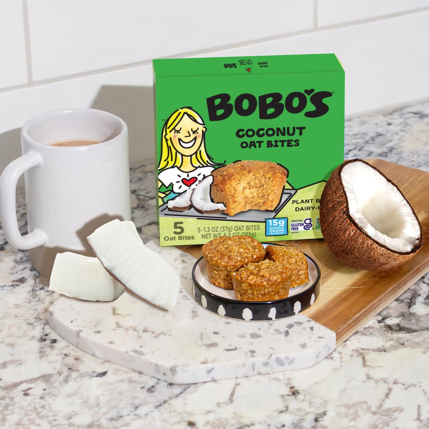 Bobos Oat Bites, Gluten Free Vegan Snack, Coconut Flavor, 1.3 oz Bites, 30 Pack Box
