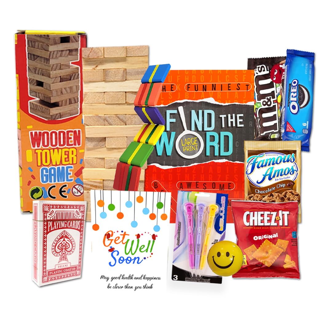 Zelica Kids Get Well Gift Basket - 14 Piece Care Package with Toys, Games, Candy & Snacks for Home or Hospital