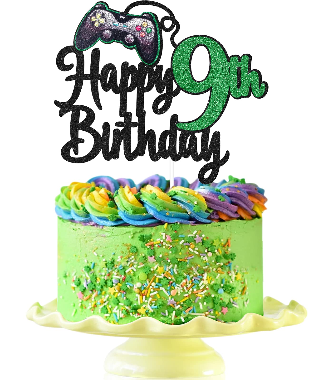 Video Game Happy 9Th Birthday Cake Topper - Video Game Boy'S 9Th Birthday Party Cake Supplies - Game On Level Up Winner Party De