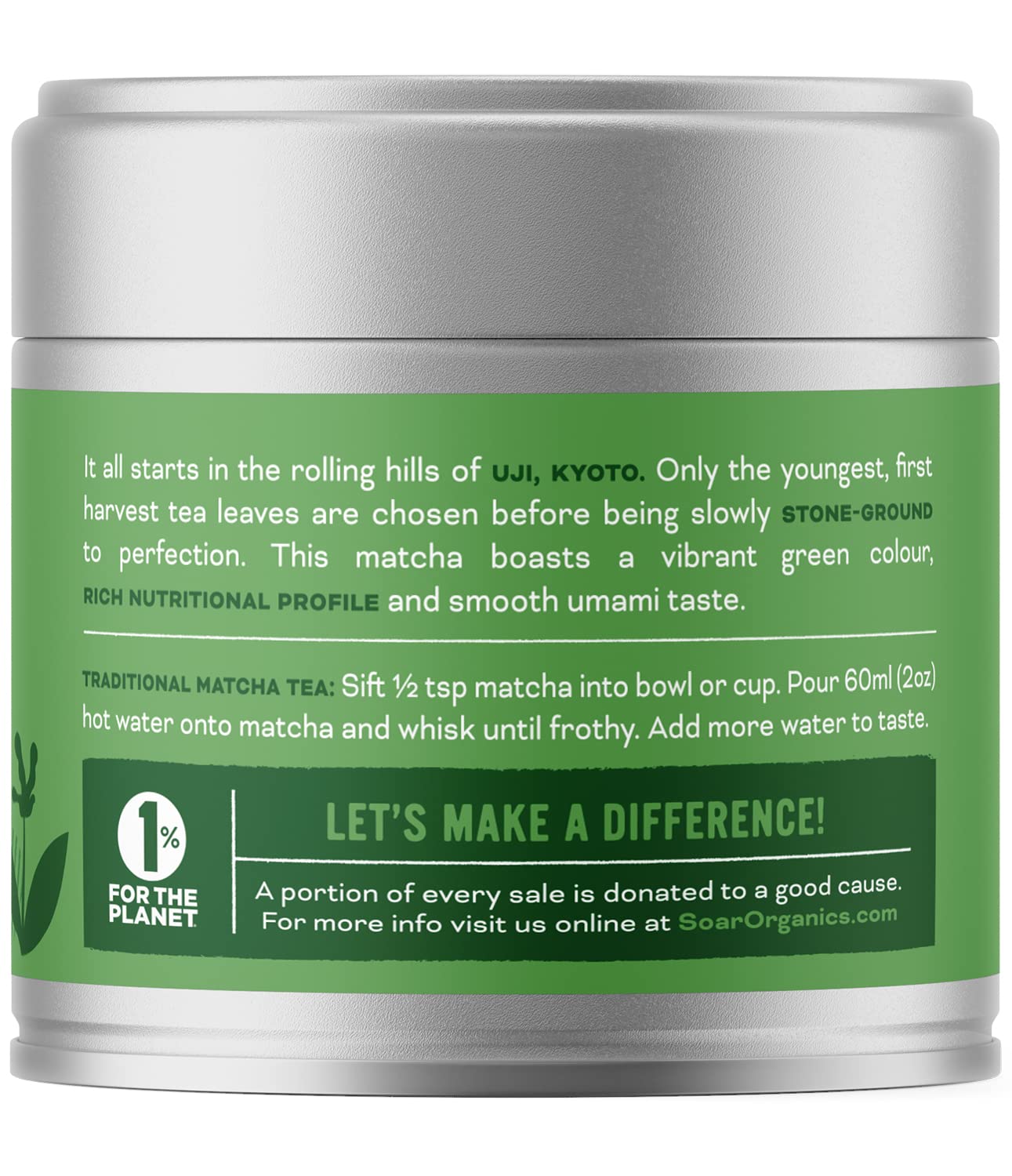 Soar Organics Uji Ceremonial Grade Matcha Green Tea Powder - Authentic Japanese Origin, 1 oz
