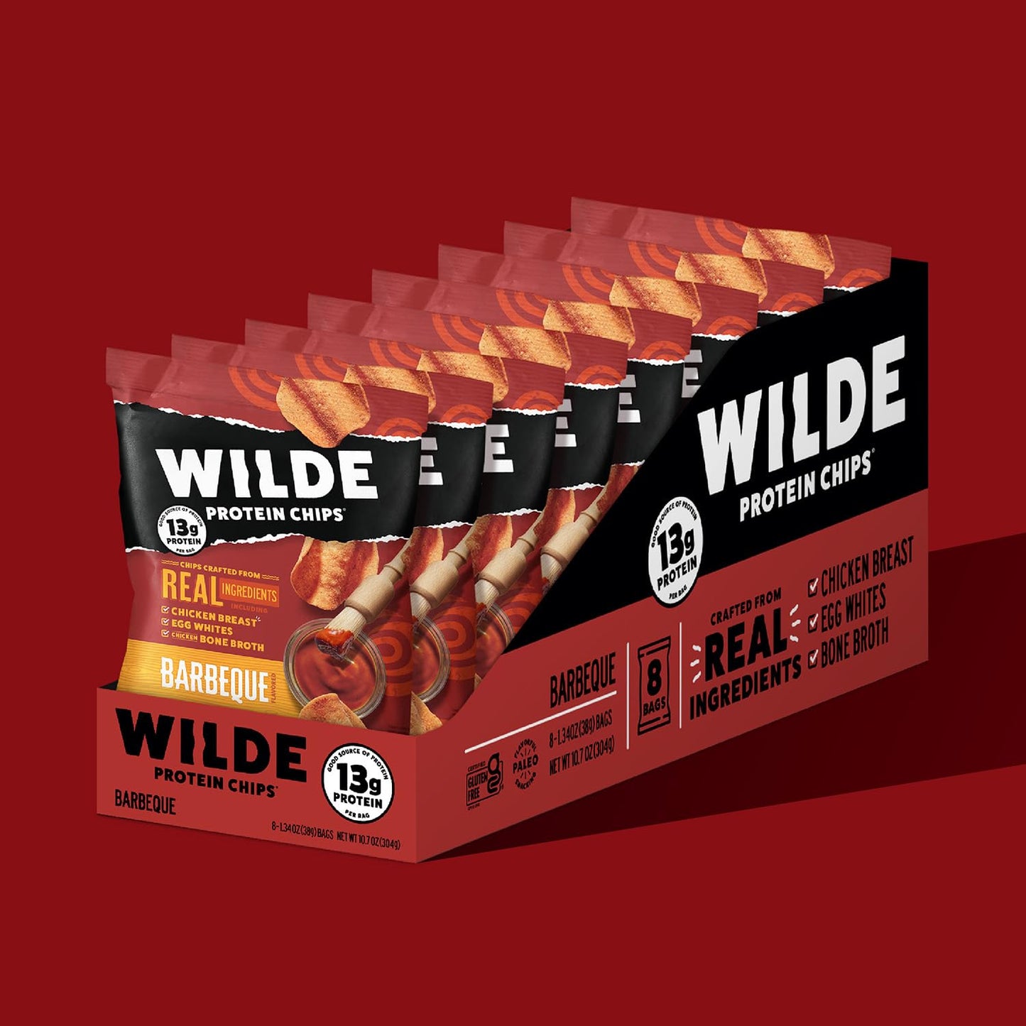 Wilde Barbeque Protein Chips, Thin And Crispy, High Protein, Keto Friendly, Made With Real Ingredients, 1.34Oz Bags (Pack Of 8)