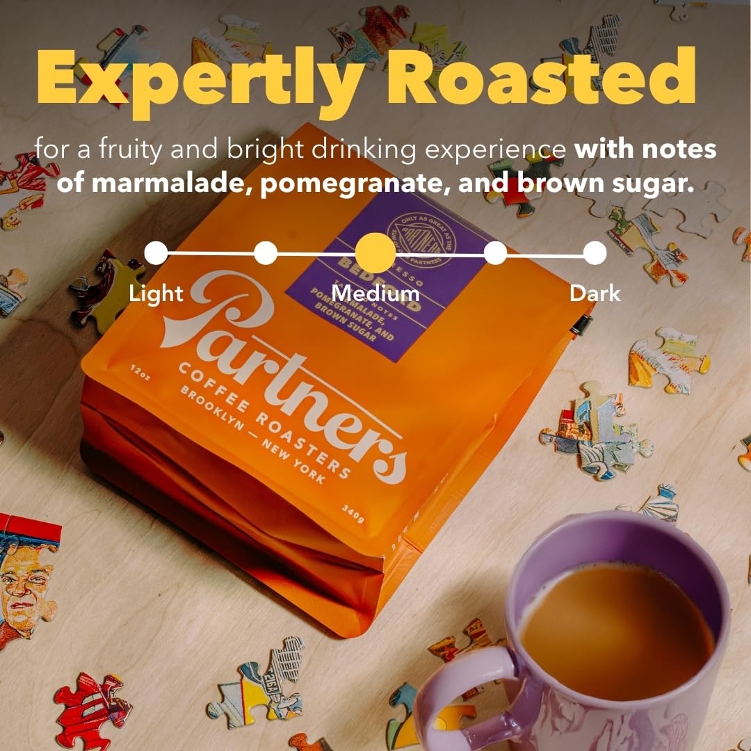PARTNERS COFFEE ROASTERS - Whole Bean Coffee (Bedford - Espresso, Medium Roast) 12oz - Fruity, Complex, Bright Espresso - Marmal