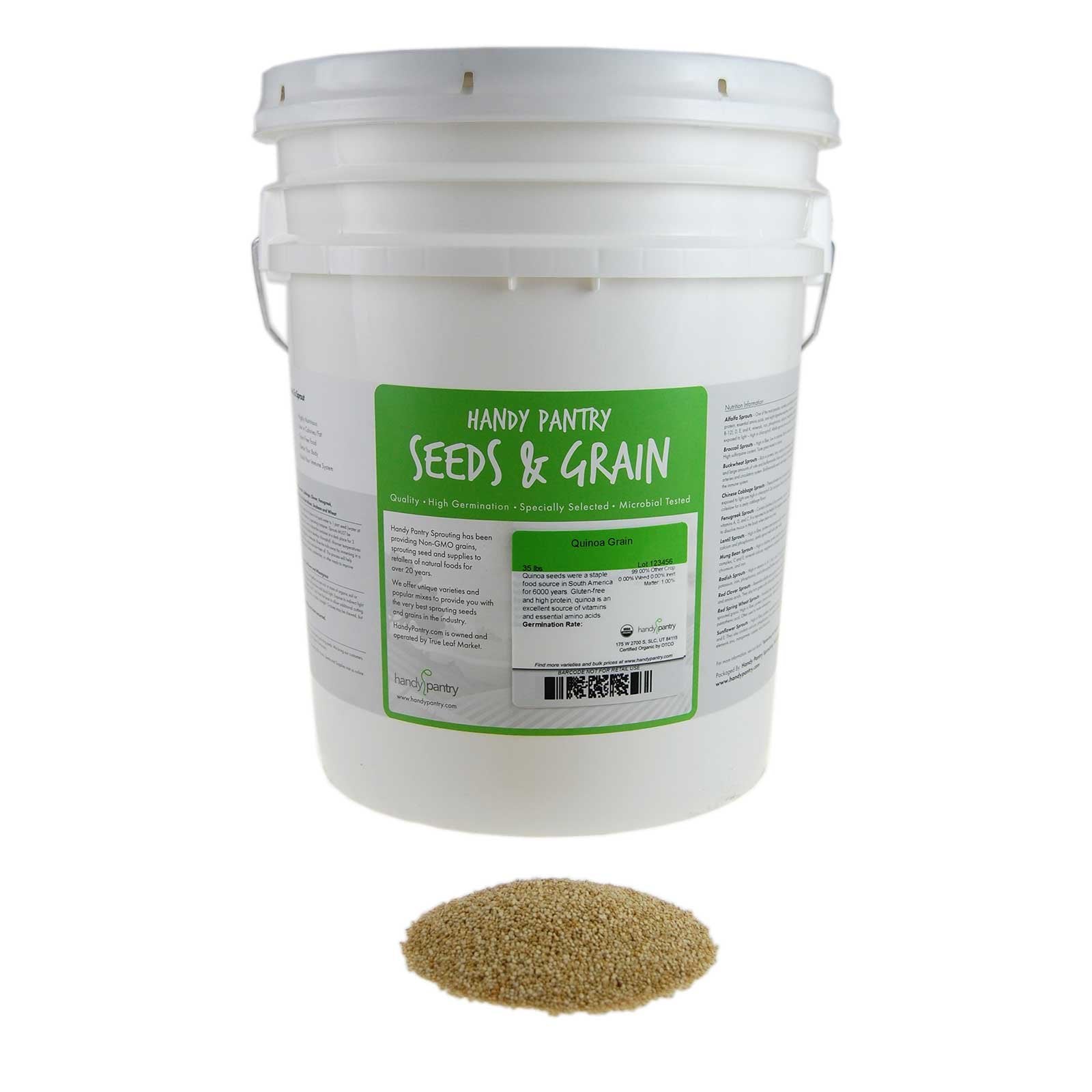Certified Organic Quinoa Grain Sprouting Seeds - 35 Lbs - Grind for Quinoa Flour, Cereal, Emergency Food Storage More