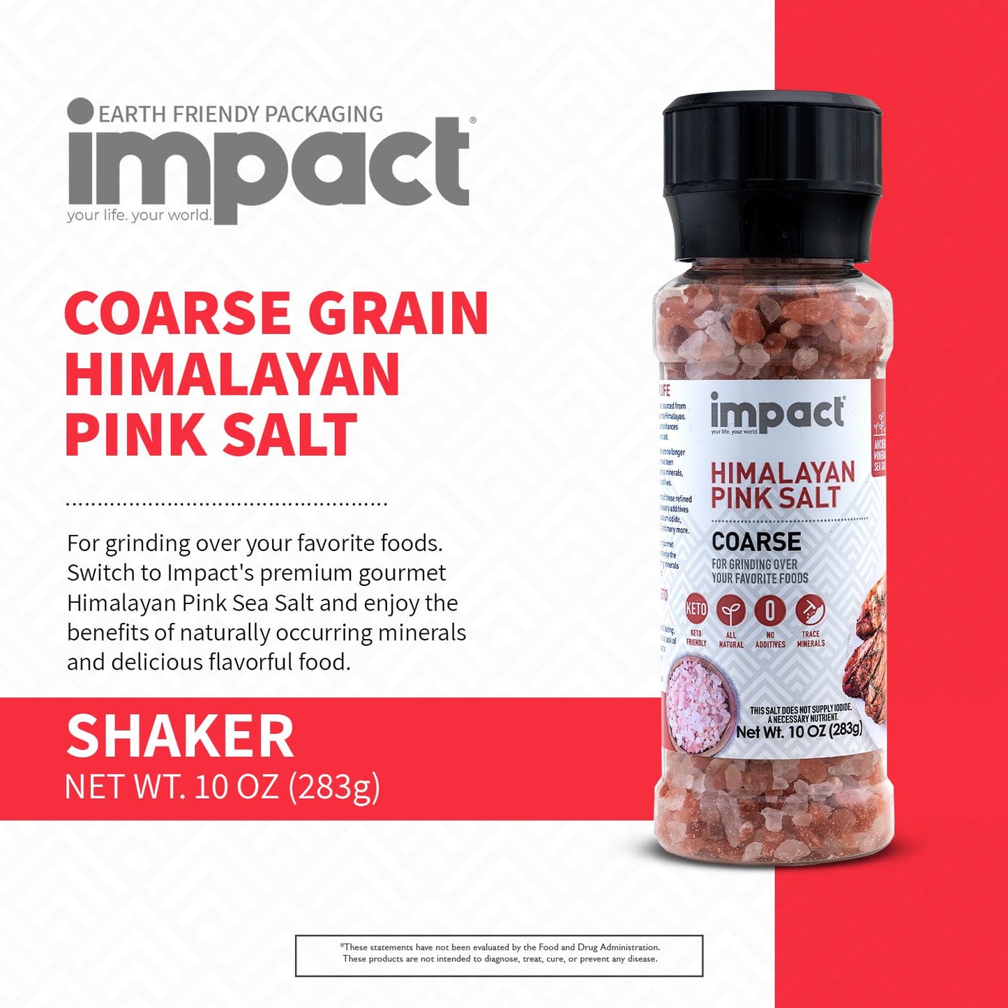 Impact - Coarse Himalayan Pink Sea Salt - No Additives Rich in Trace Minerals Non-GMO Gluten-Free Ideal for Low-Carb Fasting Coo