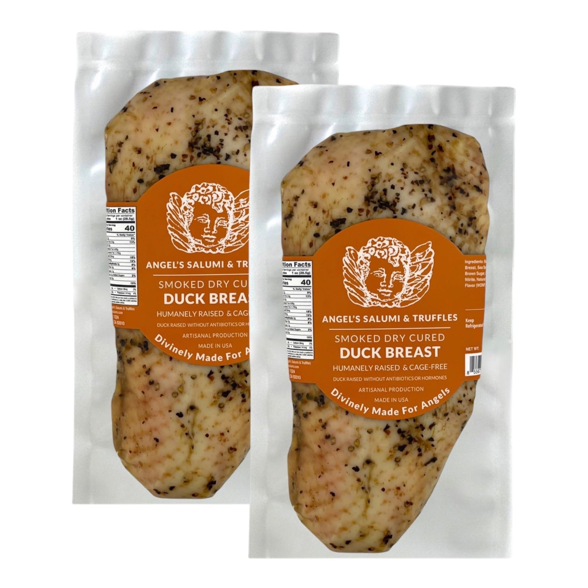 Angels Salumi Smoked Dry-Cured Duck Breast Prosciutto – Gourmet Charcuterie, Antibiotic & Hormone-Free, 10.5-12oz (Pack of 2)