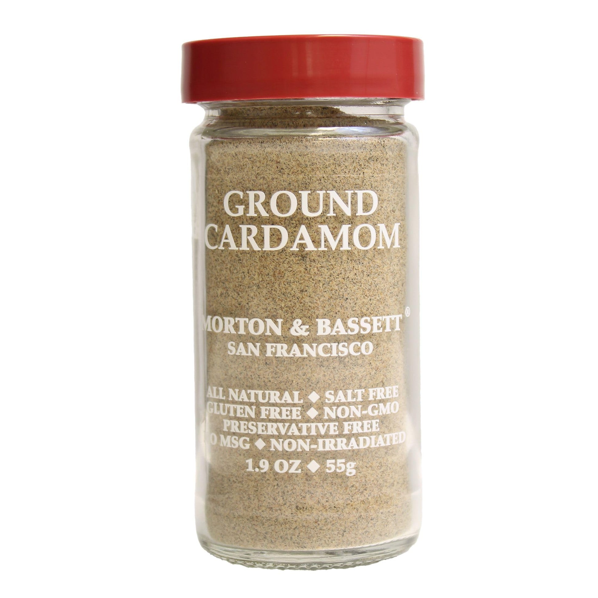 Morton & Bassett Ground Cardamom Spice, 1.9oz – Salt-Free, Non-GMO, Baking, Indian & Middle Eastern Seasoning