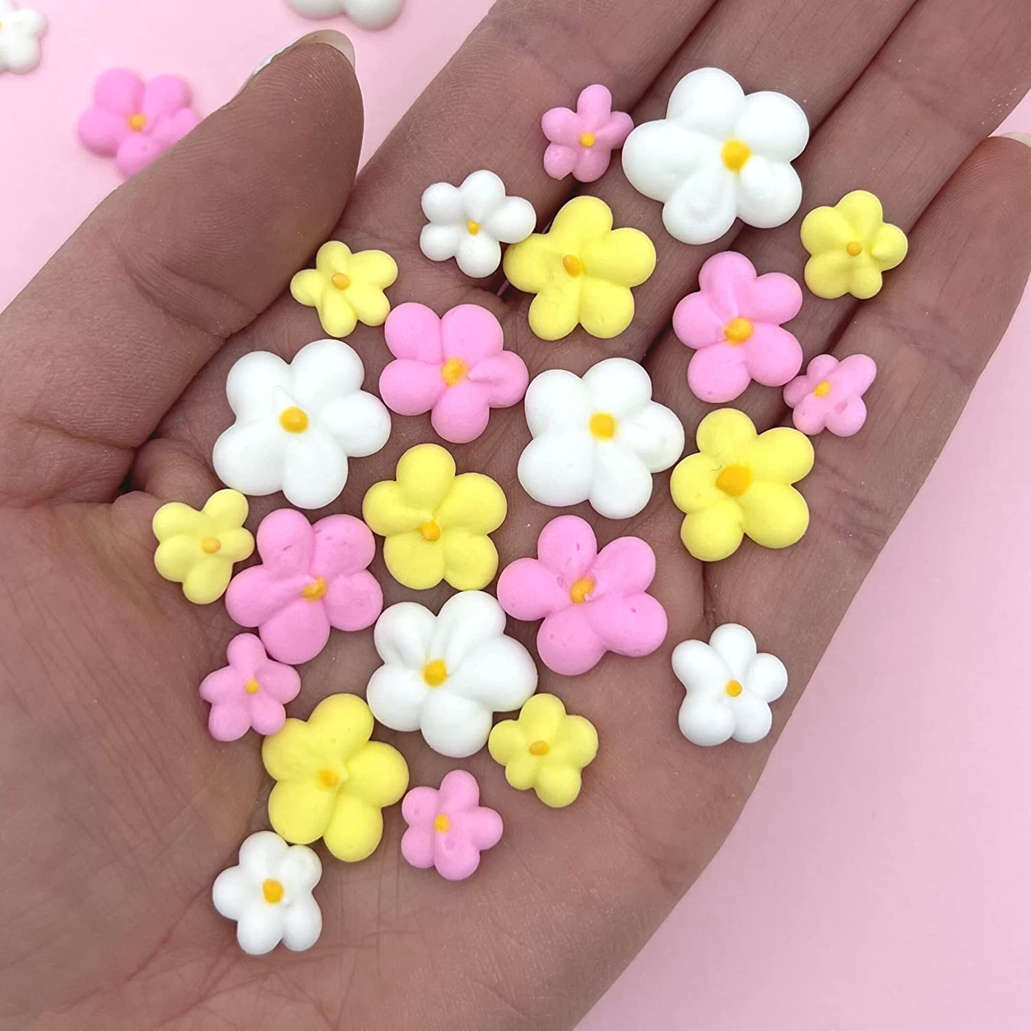 Royal Icing Blossoms | Icing Flowers | Mini Edible Flowers | Edible Roses | White Flowers | Icing Flowers | Sprinkle Mix | Cake 
